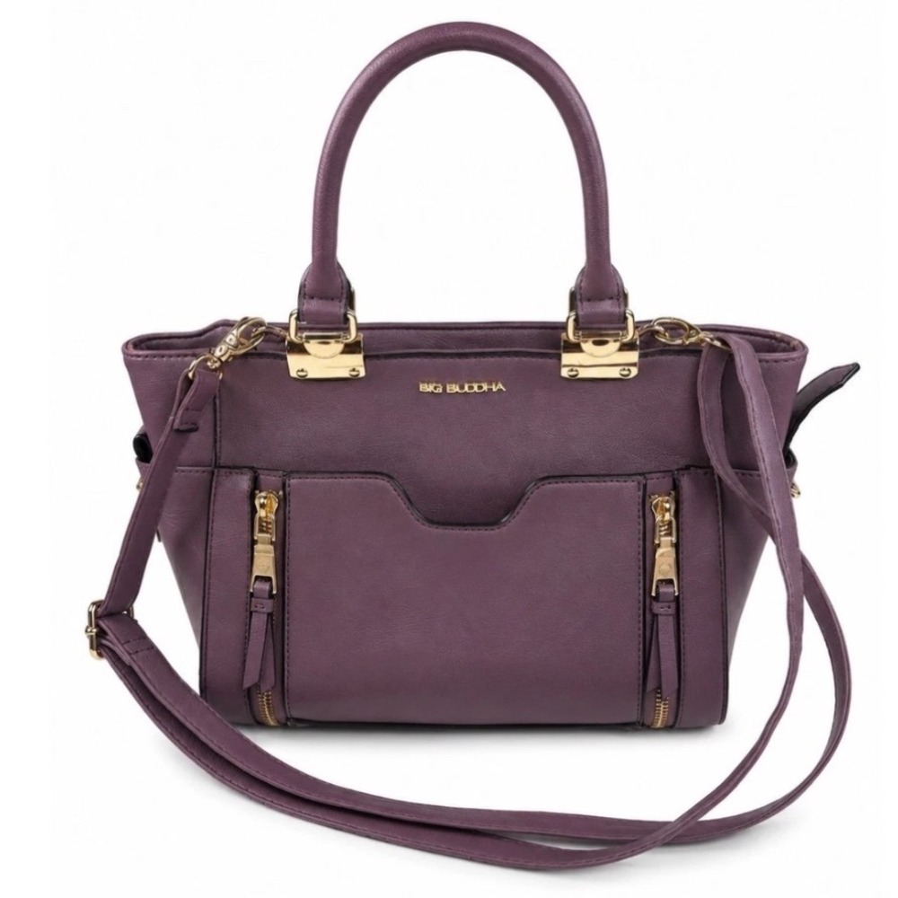 Big Buddha Vintage Y2K Purple Faux Leather Satchel Handbag Purse